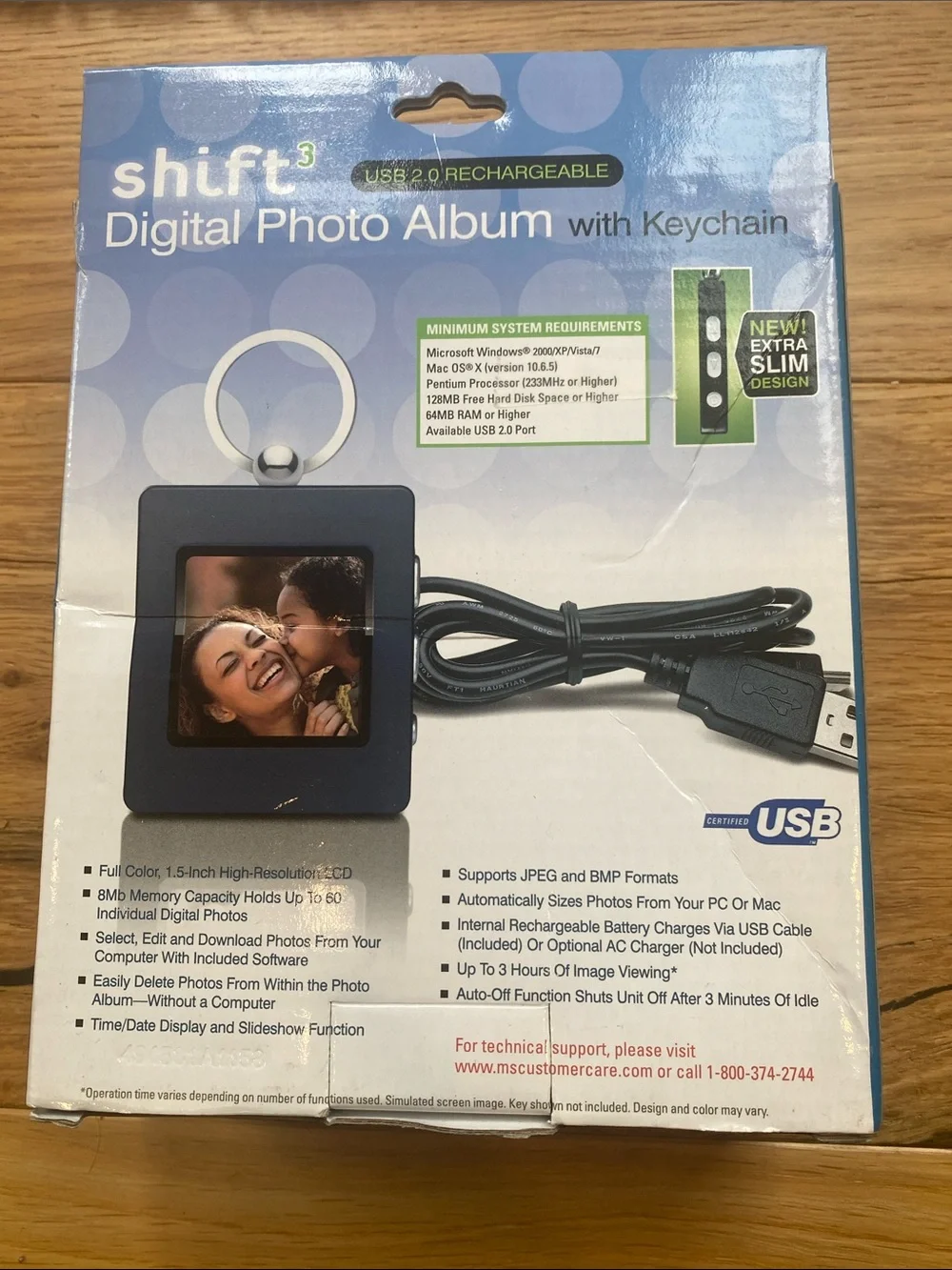 Black Digital Photo Album Keychain - USB Rechargeable